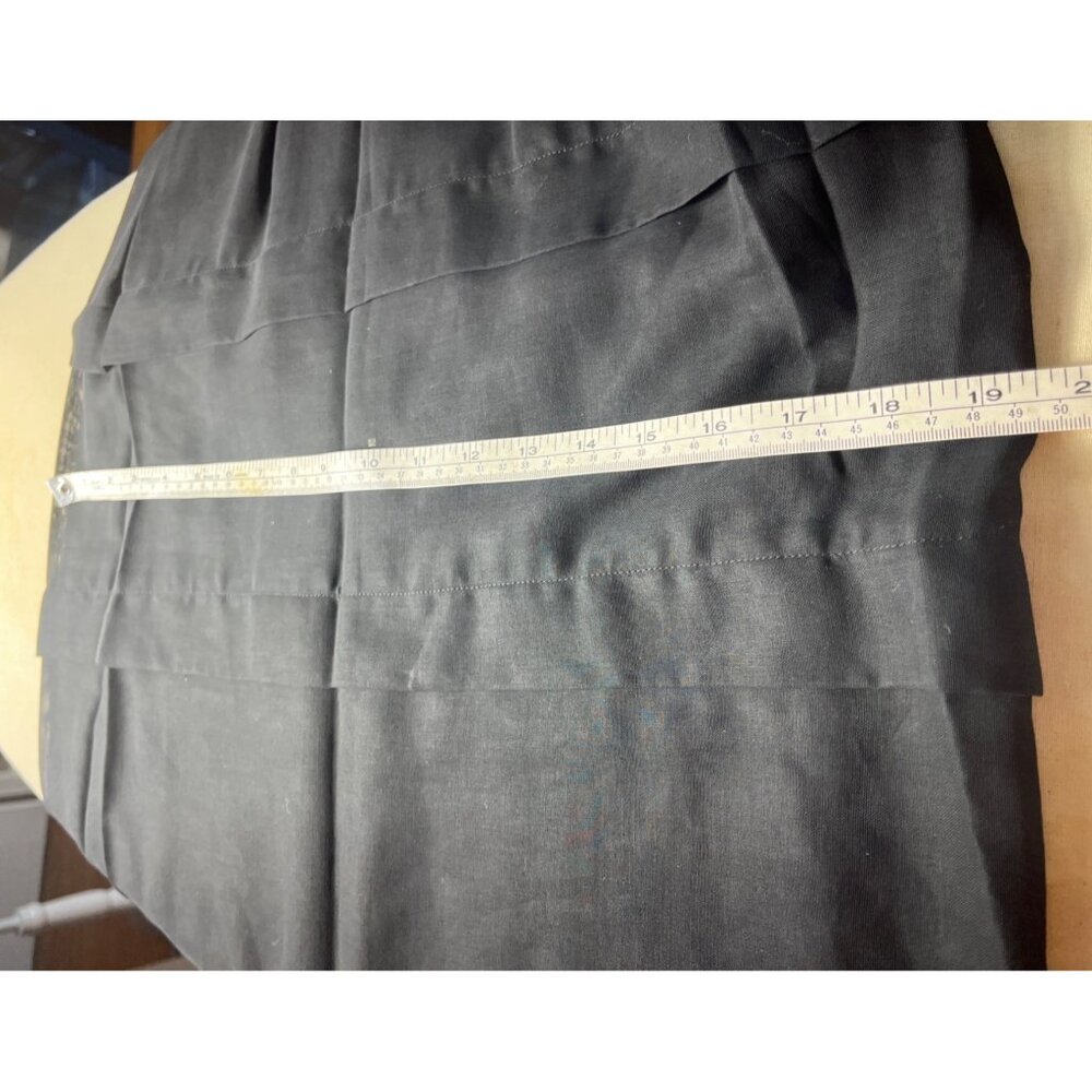 Vintage Black Dress Fitted Sheer Belt Midi Classic Cap Sleeve Pristine Womens S - Picture 11 of 12